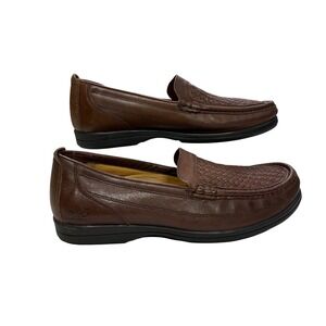 Arnold Palmer VTG Augusta Collection Brown Leather Woven Loafers Mens 10.5M
